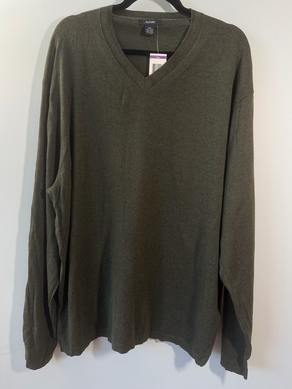NWT Alfani Men's Olive V-Neck Sweater